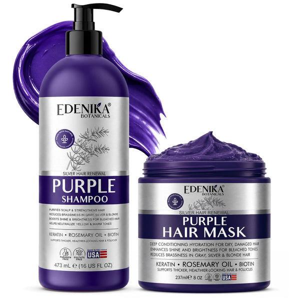 Rosemary Purple Shampoo & Purple Hair Mask Conditioner Set, Sulfate-Free