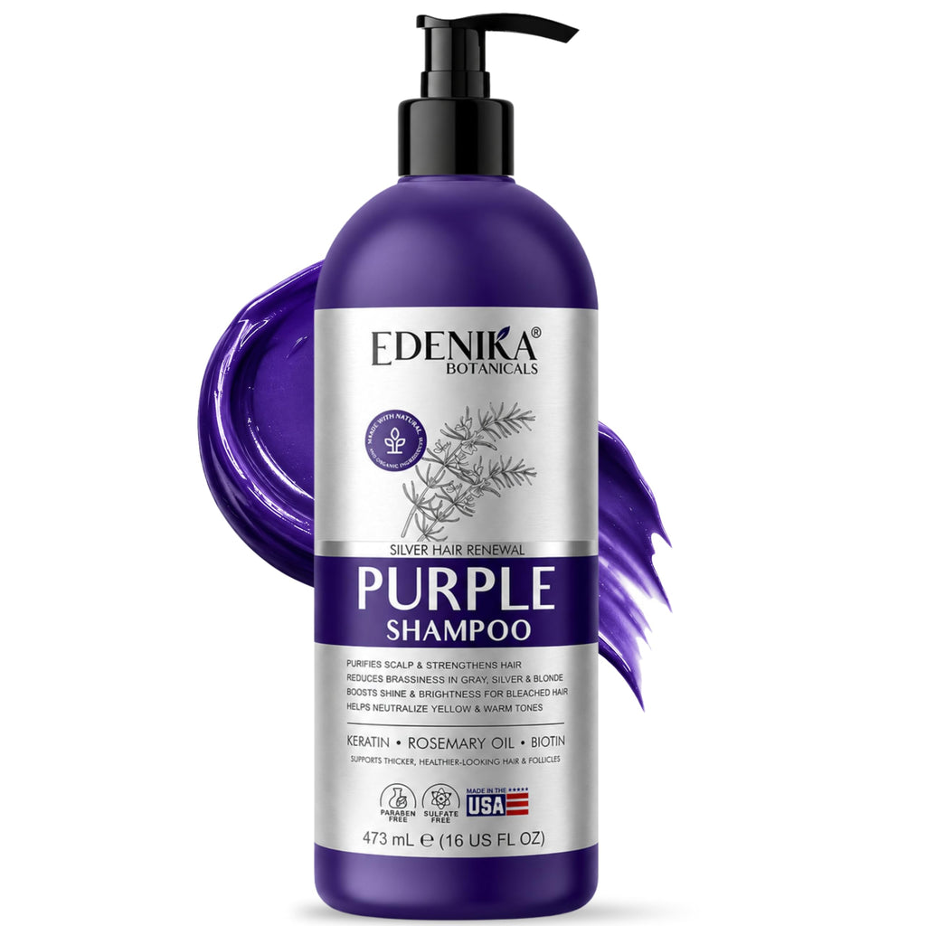 Rosemary Purple Shampoo for Blonde, Gray & Silver Hair, Brightening Toning