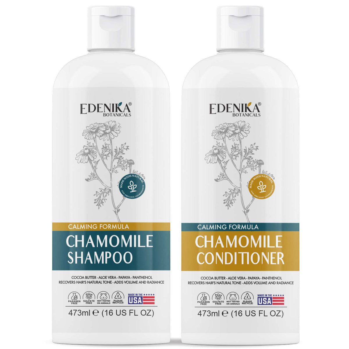 Chamomile Shampoo and Set, Calming Formula - 16oz Each – Edenika Botanicals